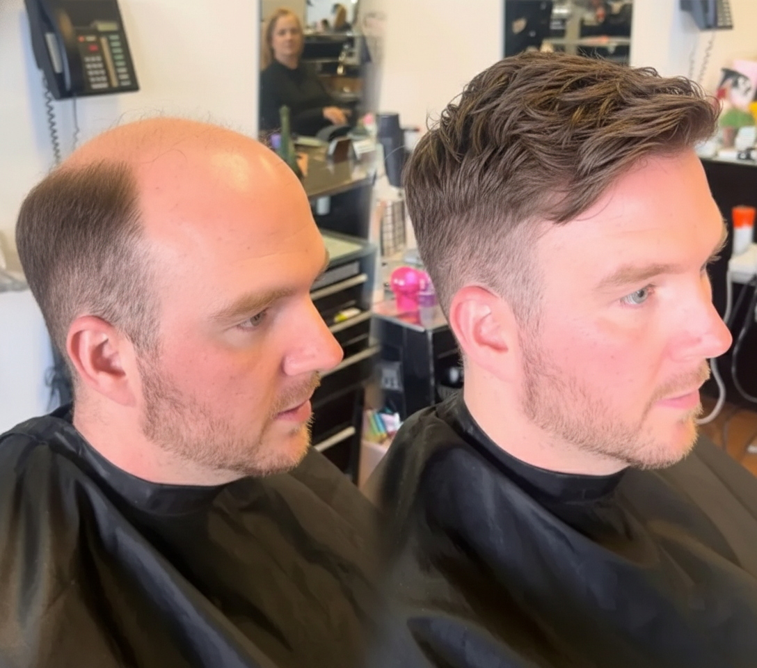 Men's non-surgical hair replacement result