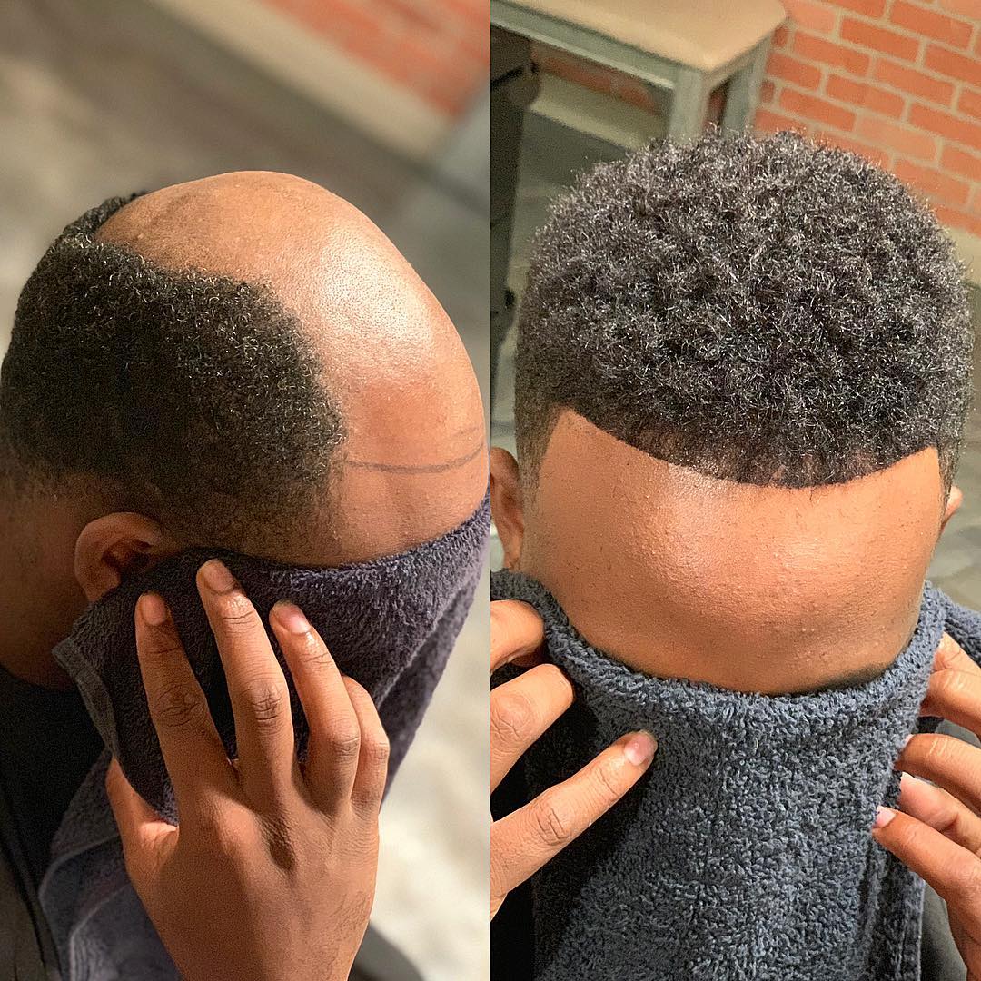 Short men's hair unit before-and-after result